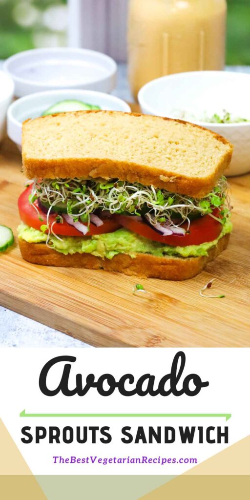 Pinterest image for Avocado Sprouts Sandwich.